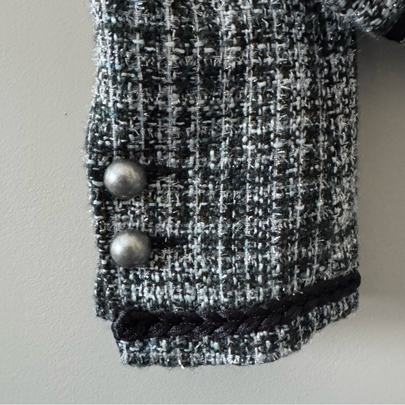 EXPRESS METALLIC PLAID TWEED JACKET WITH BRAIDED DETAIL SIZE MEDIUM - Picture 4 of 9